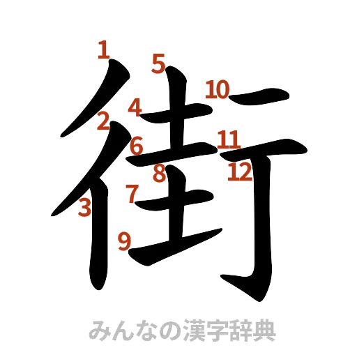 漢字「街」の書き順と画数