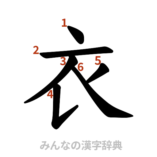 漢字「衣」の書き順と画数