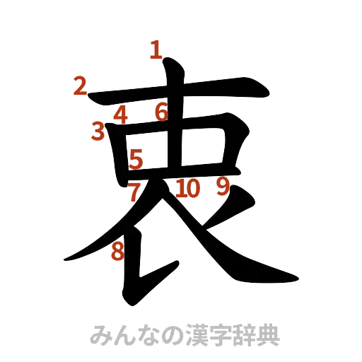漢字「衷」の書き順と画数