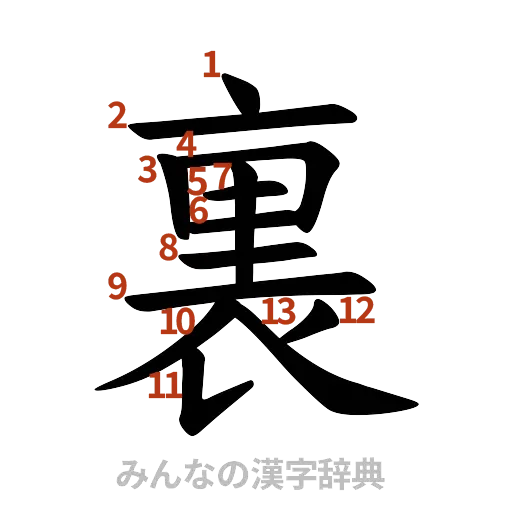 漢字「裏」の書き順と画数