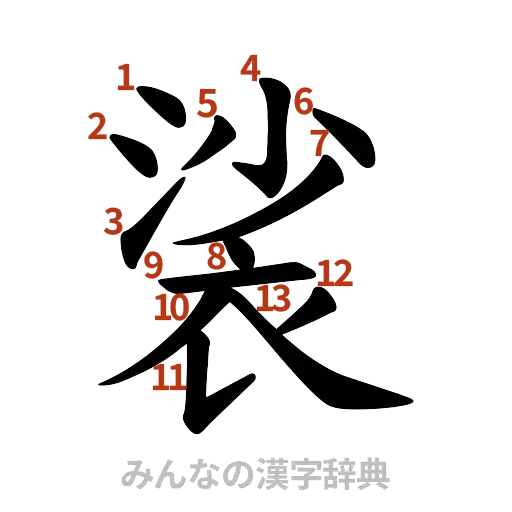 漢字「裟」の書き順と画数