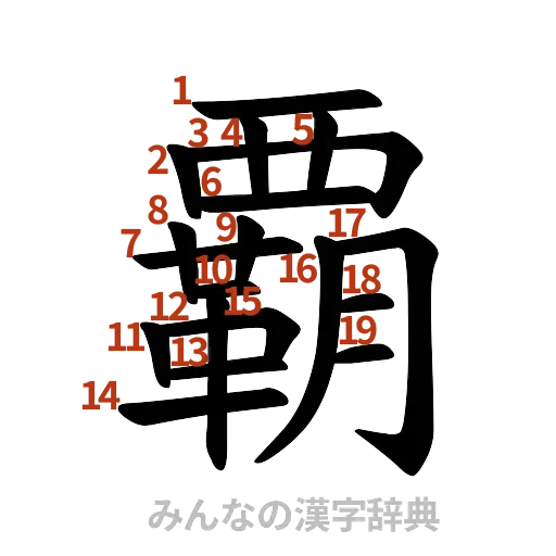 漢字「覇」の書き順と画数