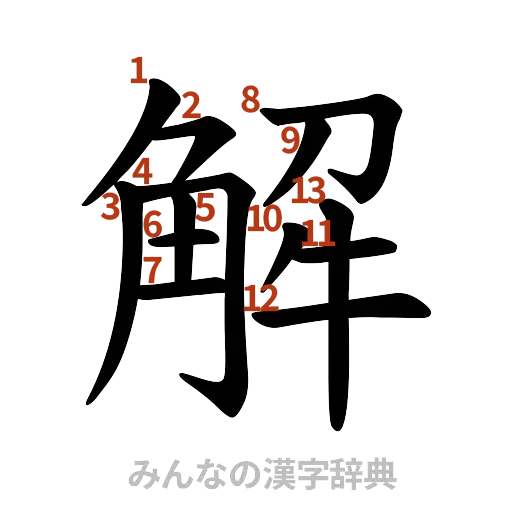 漢字「解」の書き順と画数
