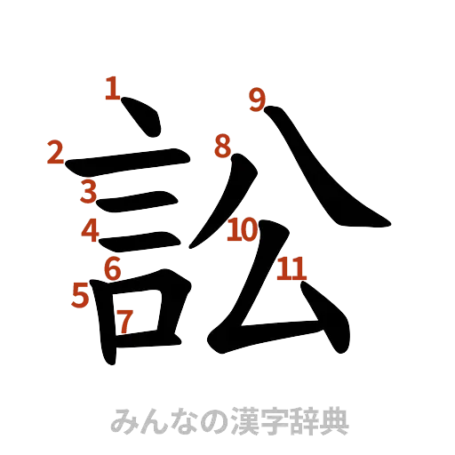 漢字「訟」の書き順と画数