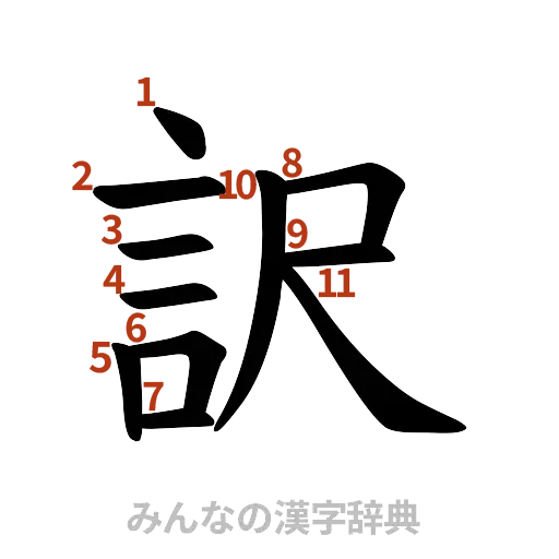 漢字「訳」の書き順と画数