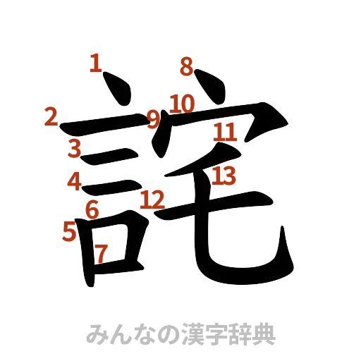 漢字「詫」の書き順と画数