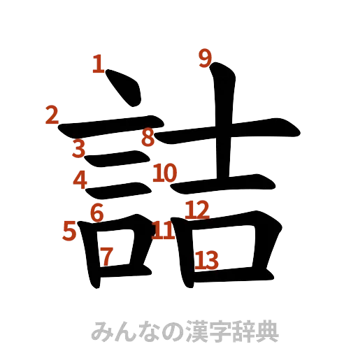 漢字「詰」の書き順と画数