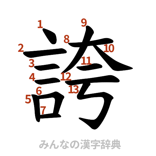漢字「誇」の書き順と画数