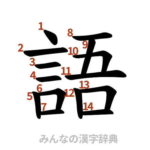 漢字「語」の書き順と画数