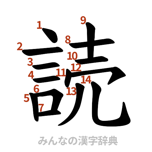 漢字「読」の書き順と画数