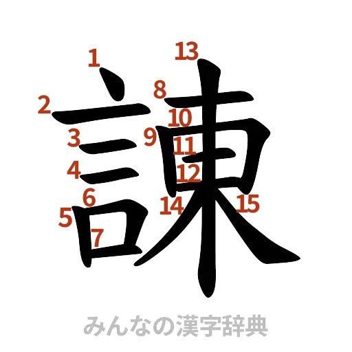 漢字「諌」の書き順と画数
