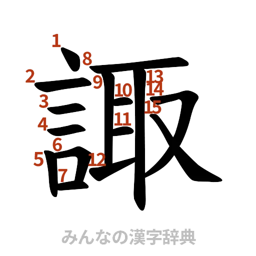 漢字「諏」の書き順と画数