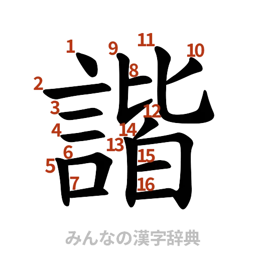 漢字「諧」の書き順と画数