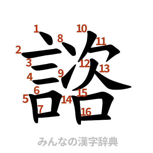 漢字「諮」の書き順と画数