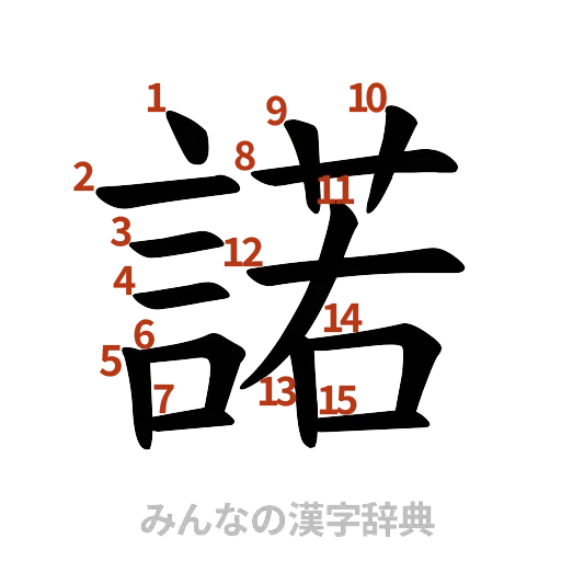 漢字「諾」の書き順と画数