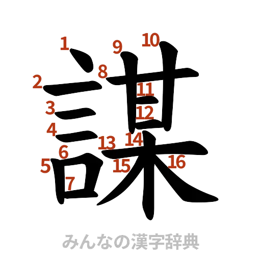 漢字「謀」の書き順と画数