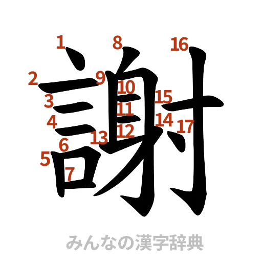 漢字「謝」の書き順と画数