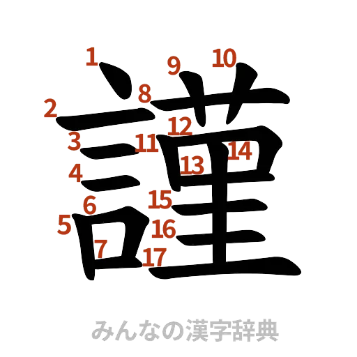 漢字「謹」の書き順と画数