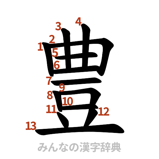 漢字「豊」の書き順と画数