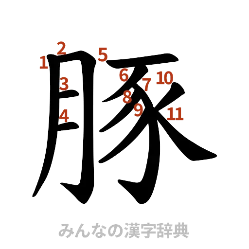 漢字「豚」の書き順と画数