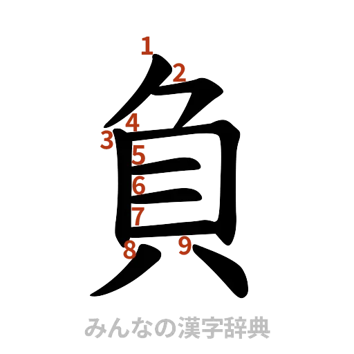 漢字「負」の書き順と画数