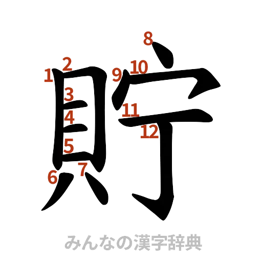 漢字「貯」の書き順と画数