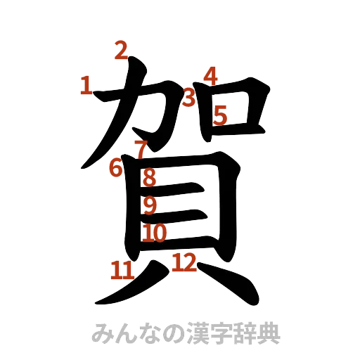 漢字「賀」の書き順と画数