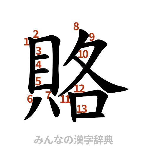 漢字「賂」の書き順と画数