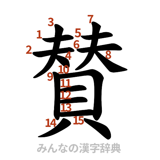 漢字「賛」の書き順と画数