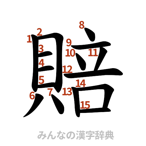 漢字「賠」の書き順と画数