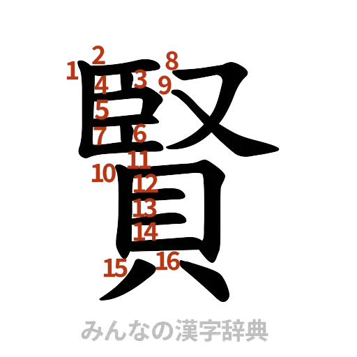 漢字「賢」の書き順と画数