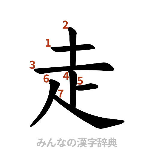 漢字「走」の書き順と画数