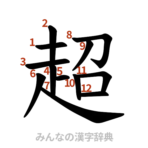 漢字「超」の書き順と画数