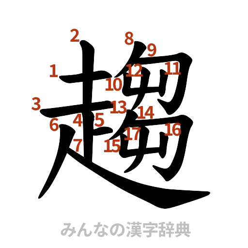 漢字「趨」の書き順と画数