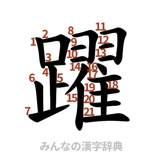 漢字「躍」の書き順と画数