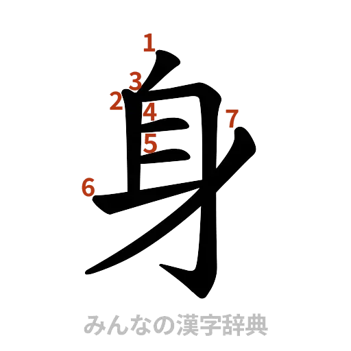 漢字「身」の書き順と画数