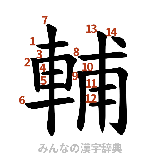 漢字「輔」の書き順と画数