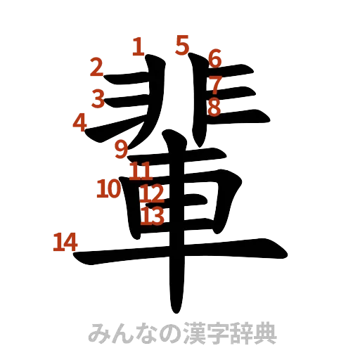 漢字「輩」の書き順と画数