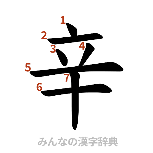 漢字「辛」の書き順と画数