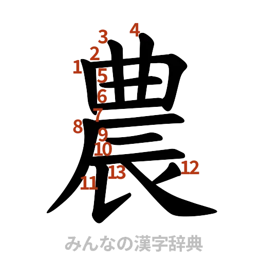漢字「農」の書き順と画数