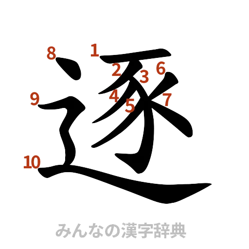 漢字「逐」の書き順と画数