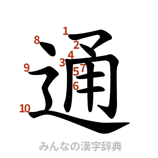 漢字「通」の書き順と画数