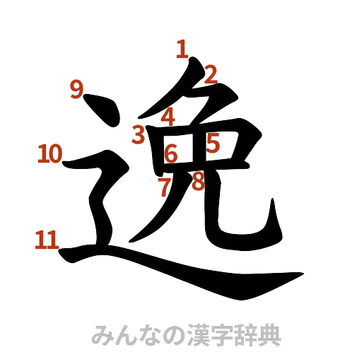 漢字「逸」の書き順と画数