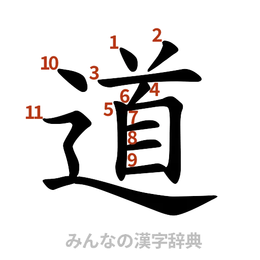 漢字「道」の書き順と画数