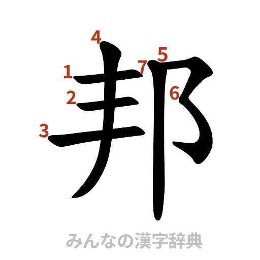 漢字「邦」の書き順と画数