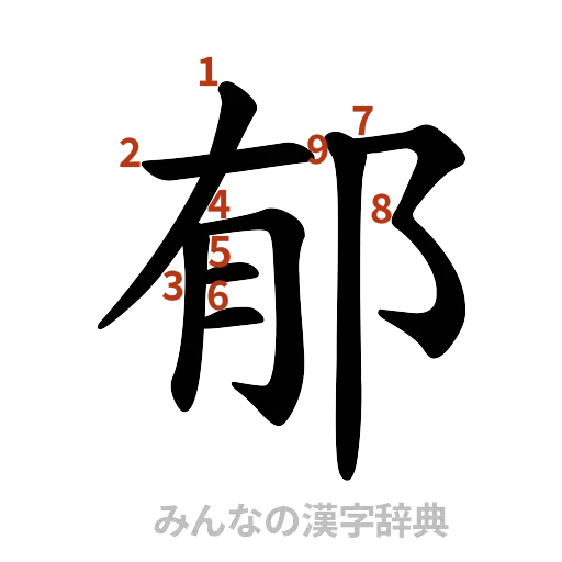 漢字「郁」の書き順と画数