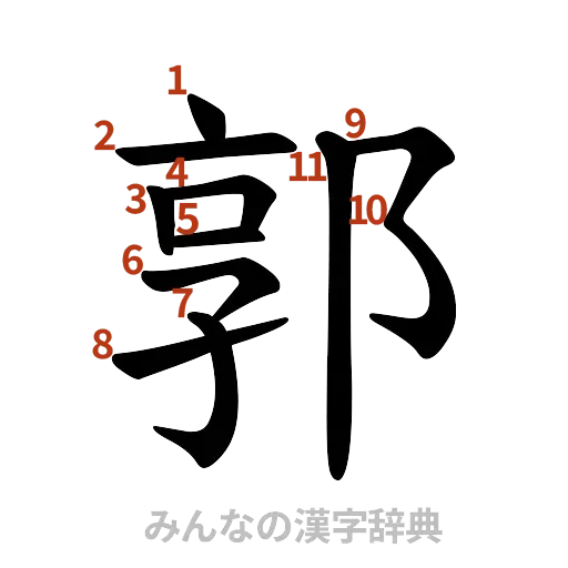 漢字「郭」の書き順と画数