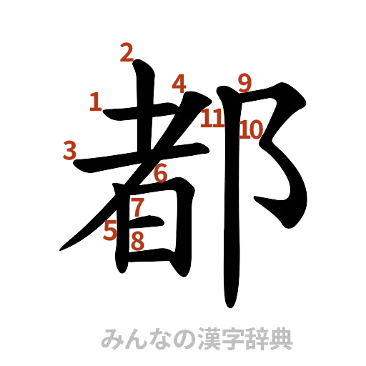 漢字「都」の書き順と画数
