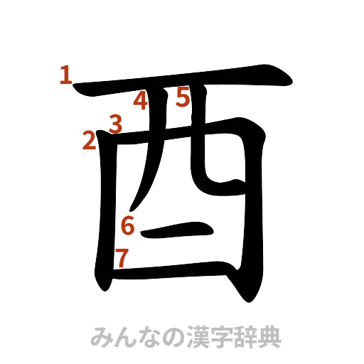 漢字「酉」の書き順と画数