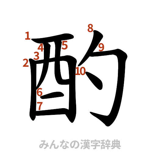 漢字「酌」の書き順と画数